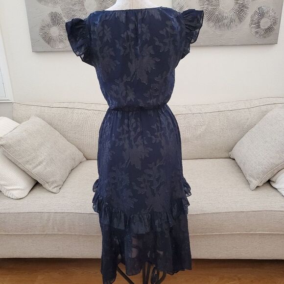 INC Ruffled Button-Front Midi Dress in Navy. - Picture 9 of 14